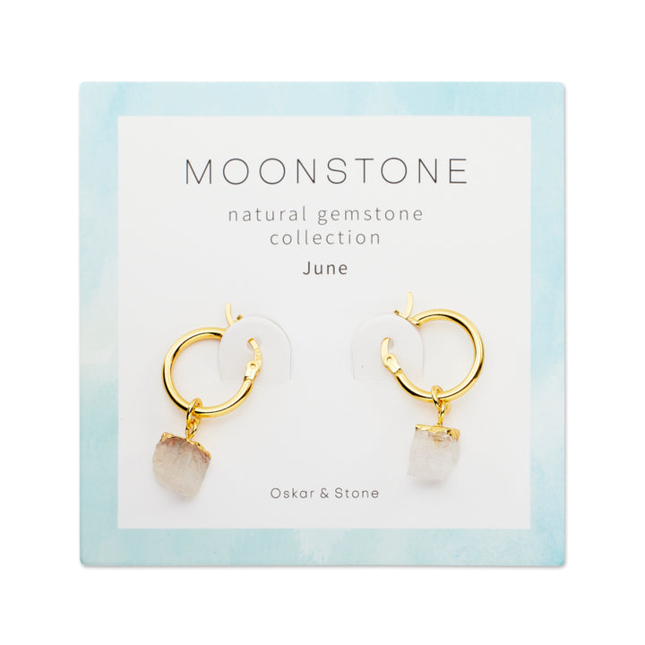 Moonstone Birthstone Hoop Earrings - June