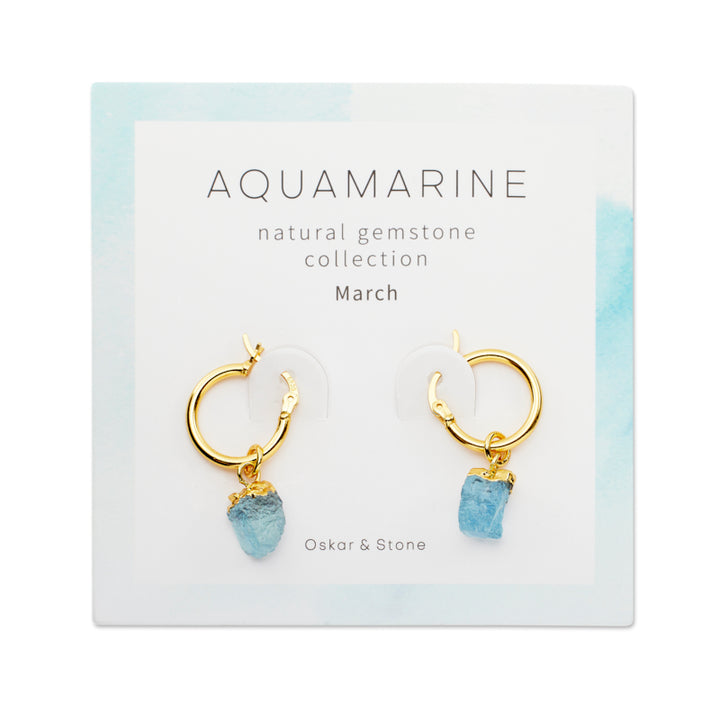 Aquamarine Birthstone Hoop Earrings - March