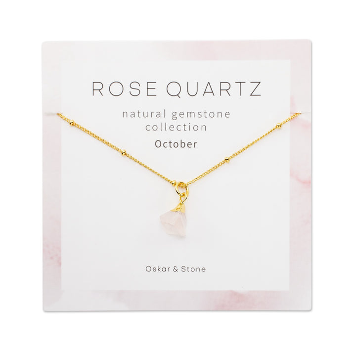 Rose Quartz Birthstone Necklace - October