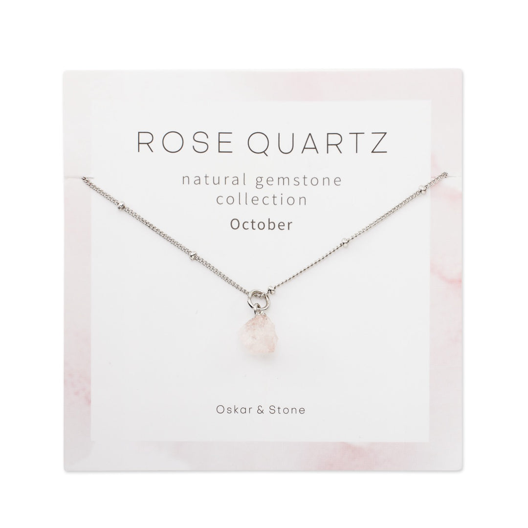Rose Quartz Birthstone Necklace - October