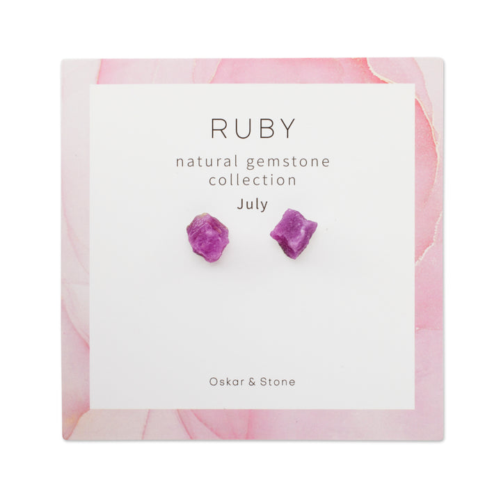 Ruby Birthstone Stud Earrings - July