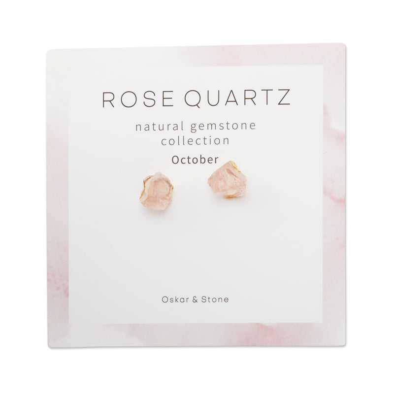 Rose Quartz Birthstone Stud Earrings - October
