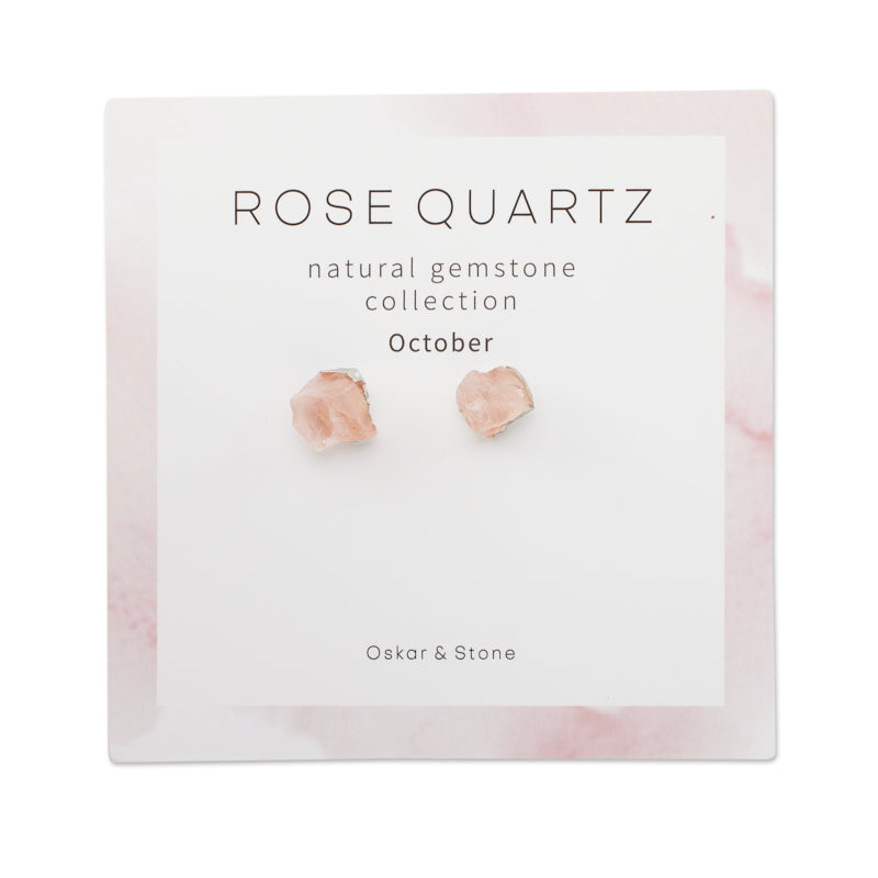 Rose Quartz Birthstone Stud Earrings - October