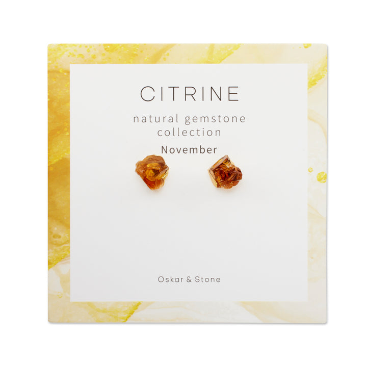 Citrine Birthstone Stud Earrings - November