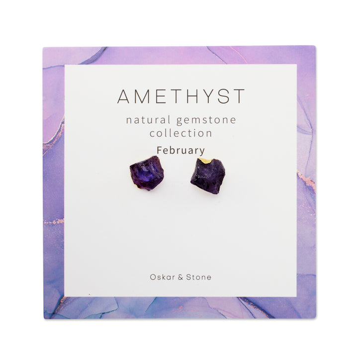 Amethyst Birthstone Stud Earrings - February