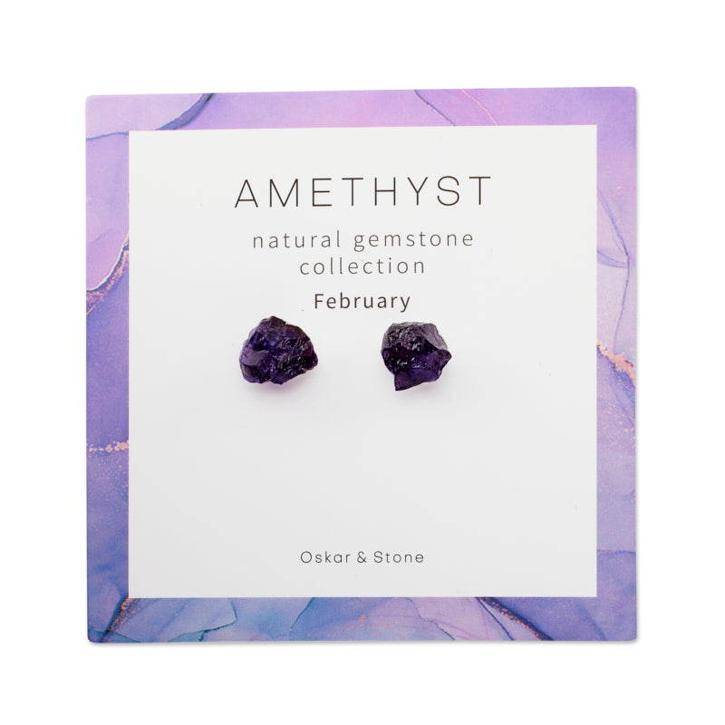 Amethyst Birthstone Stud Earrings - February