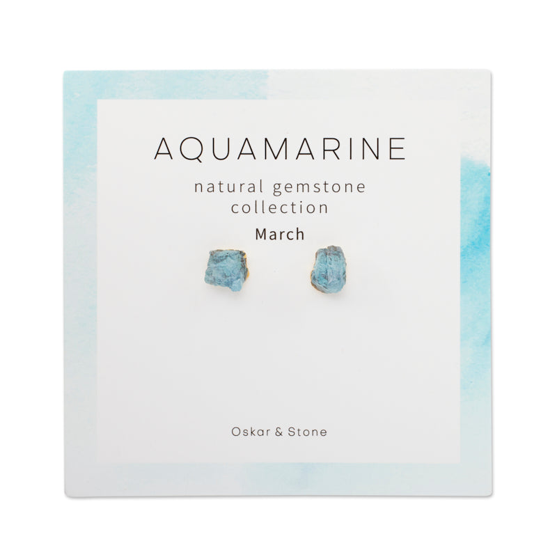 Aquamarine Birthstone Stud Earrings - March