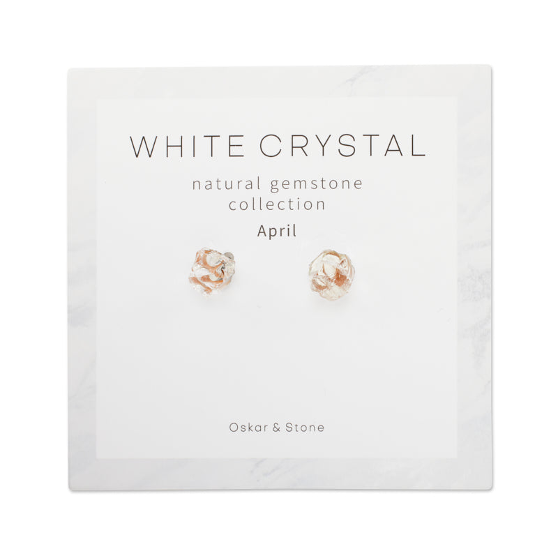 Clear Quartz Birthstone Stud Earrings - April