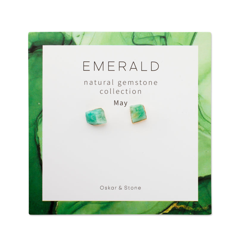 Emerald Birthstone Stud Earrings - May