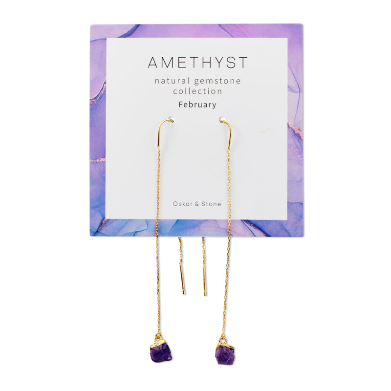 Amethyst Birthstone Dangle Earrings - February