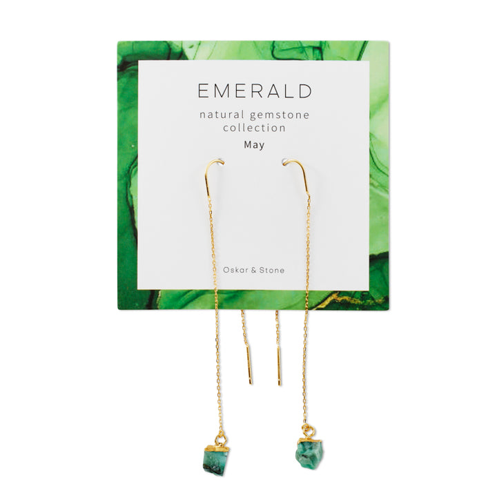 Emerald Birthstone Dangle Earrings - May