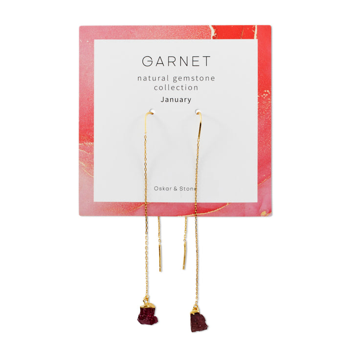 Garnet Birthstone Dangle Earrings - January