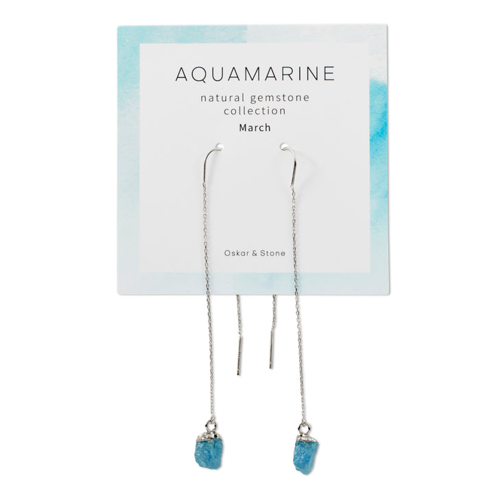 Aquamarine Birthstone Dangle Earrings - March