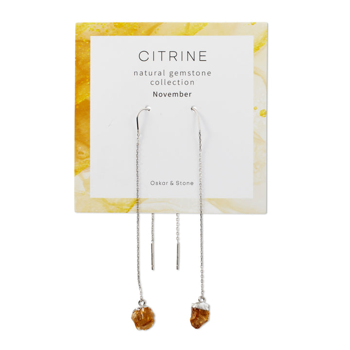Citrine Birthstone Dangle Earrings - November