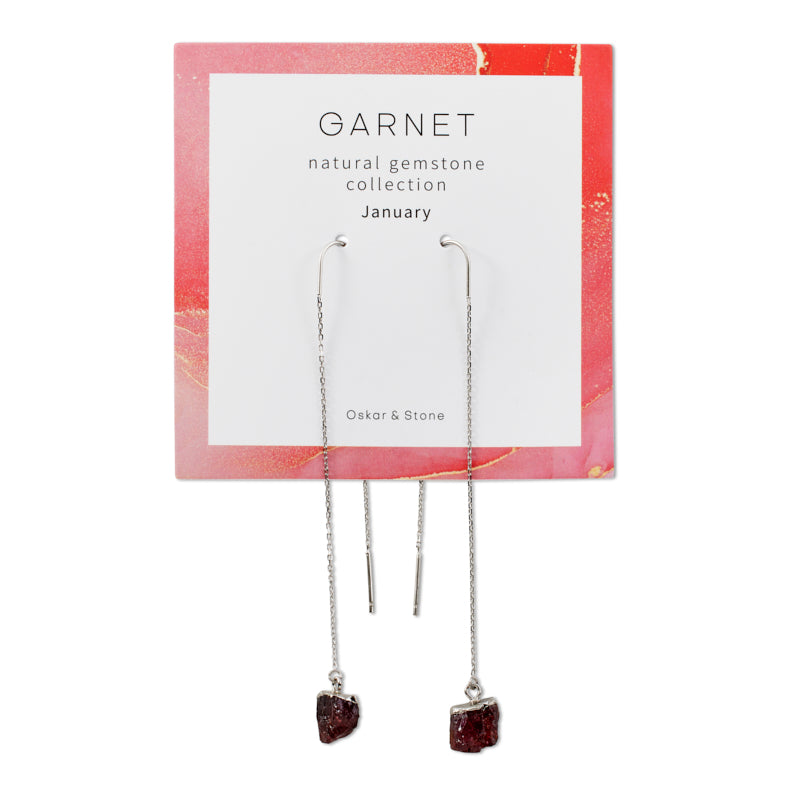 Garnet Birthstone Dangle Earrings - January